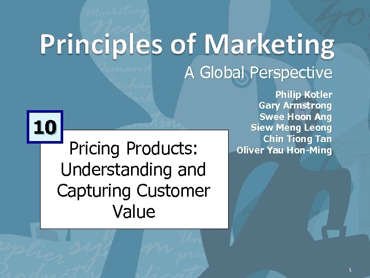 A Global Perspective 10 Pricing Products: Understanding and Capturing Customer Value Philip Kotler Gary