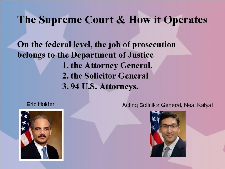 The Supreme Court & How it Operates On the federal level, the job of