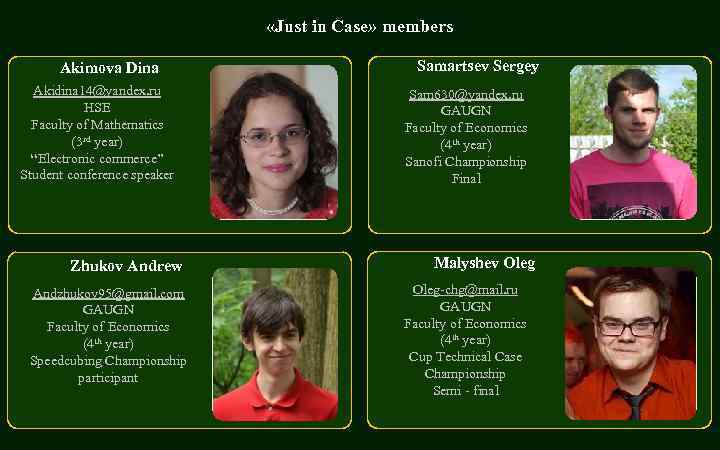  «Just in Case» members Akimova Dina Akidina 14@yandex. ru HSE Faculty of Mathematics