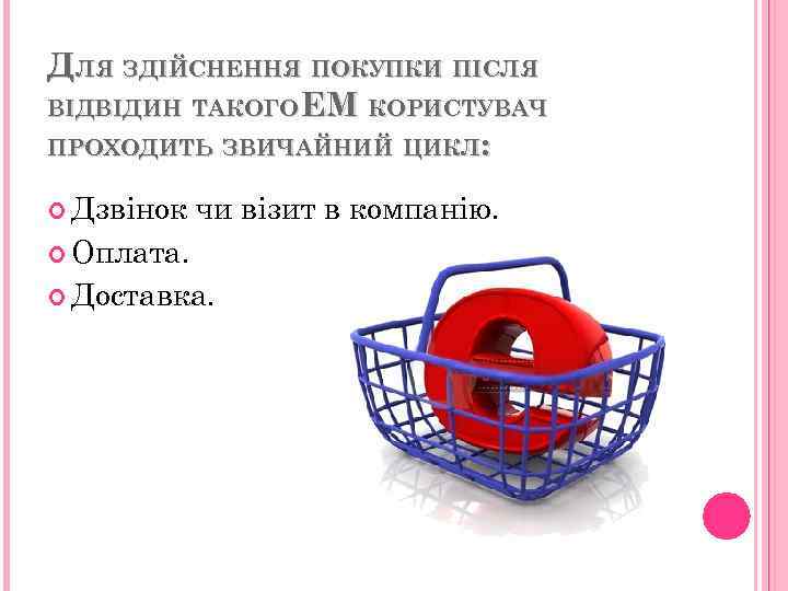 ДЛЯ ЗДІЙСНЕННЯ ПОКУПКИ ПІСЛЯ ВІДВІДИН ТАКОГО ЕМ КОРИСТУВАЧ ПРОХОДИТЬ ЗВИЧАЙНИЙ ЦИКЛ: Дзвінок чи візит