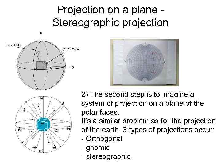 Projection on a plane - Stereographic projection 2) The second step is to imagine