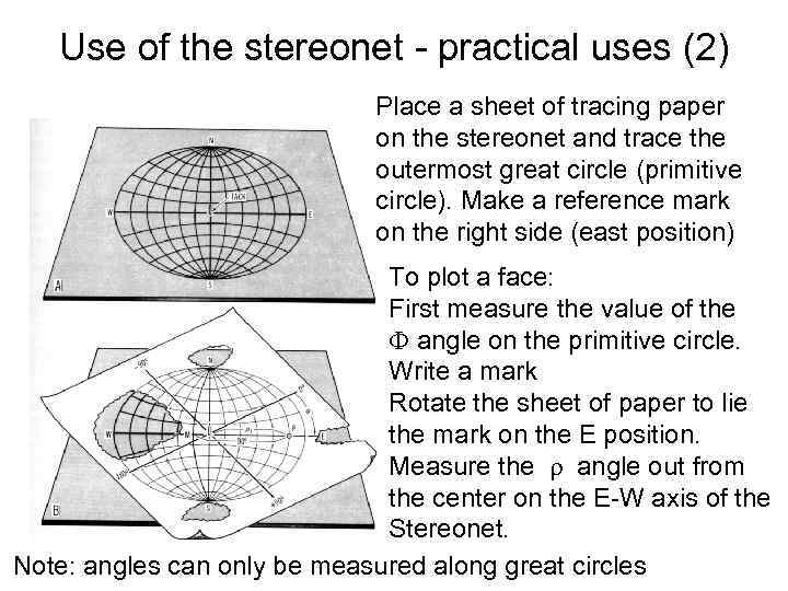 Use of the stereonet - practical uses (2) Place a sheet of tracing paper