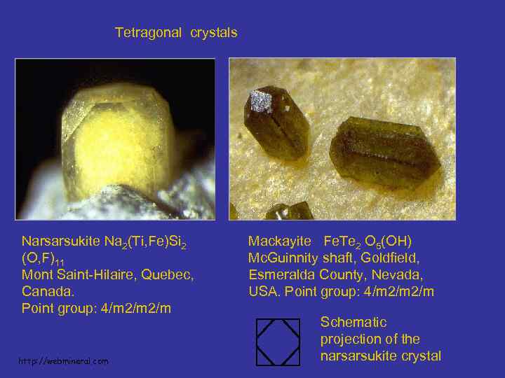 Tetragonal crystals Narsarsukite Na 2(Ti, Fe)Si 2 (O, F)11 Mont Saint-Hilaire, Quebec, Canada. Point