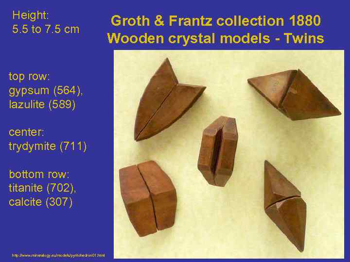 Height: 5. 5 to 7. 5 cm top row: gypsum (564), lazulite (589) center: