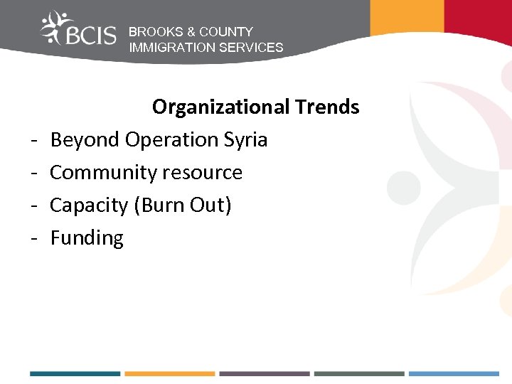 BROOKS & COUNTY IMMIGRATION SERVICES - Organizational Trends Beyond Operation Syria Community resource Capacity