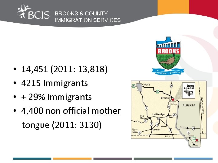 BROOKS & COUNTY IMMIGRATION SERVICES • • 14, 451 (2011: 13, 818) 4215 Immigrants