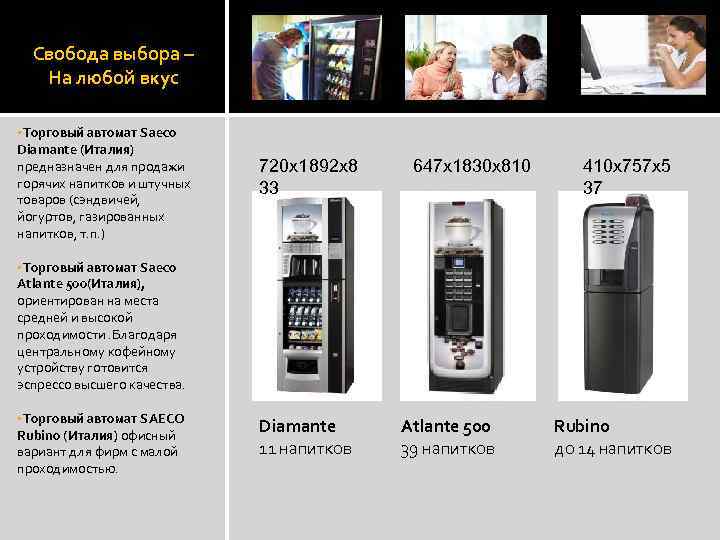 Свобода выбора – На любой вкус §Торговый автомат Saeco Diamante (Италия) предназначен для продажи