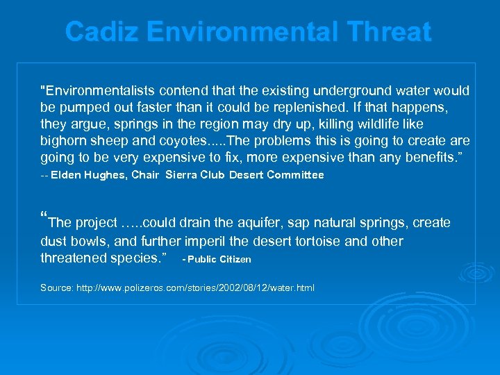 Cadiz Environmental Threat 