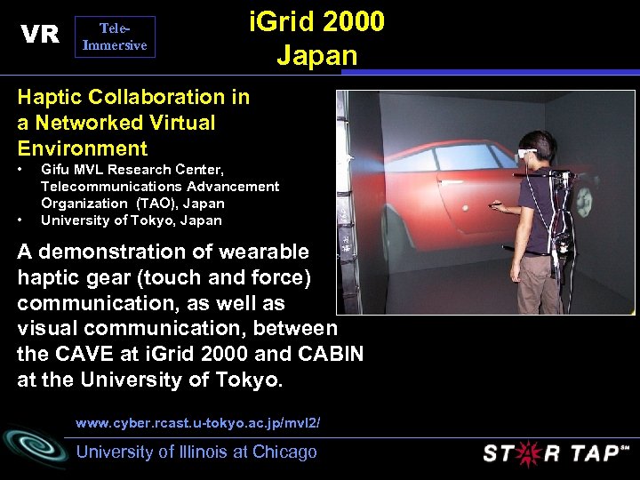 VR Tele. Immersive i. Grid 2000 Japan Haptic Collaboration in a Networked Virtual Environment