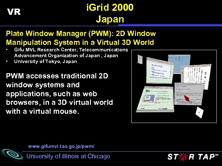 VR i. Grid 2000 Japan Plate Window Manager (PWM): 2 D Window Manipulation System