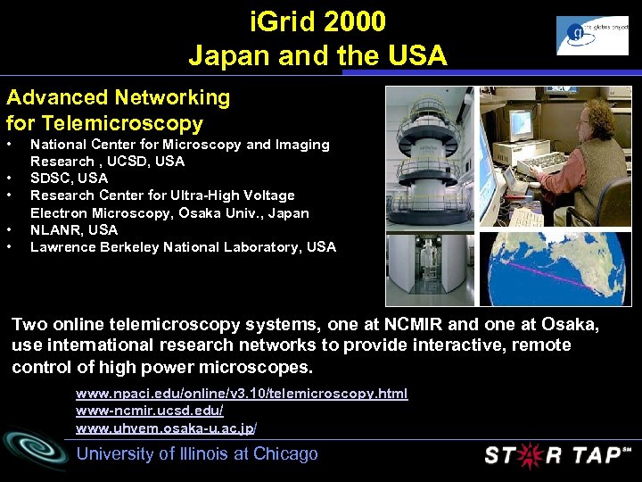 i. Grid 2000 Japan and the USA Advanced Networking for Telemicroscopy • • •