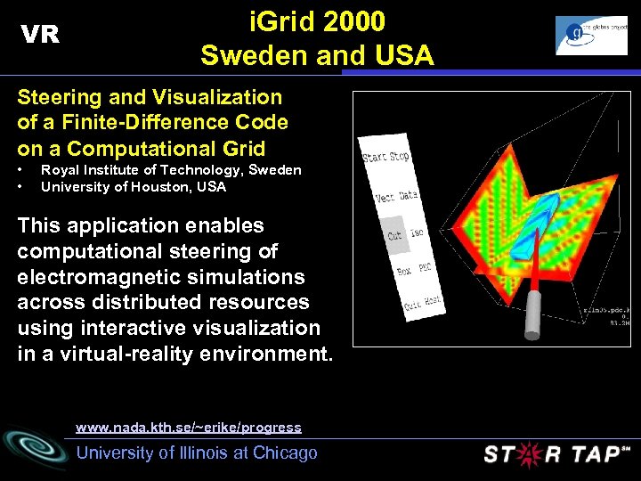 VR i. Grid 2000 Sweden and USA Steering and Visualization of a Finite-Difference Code