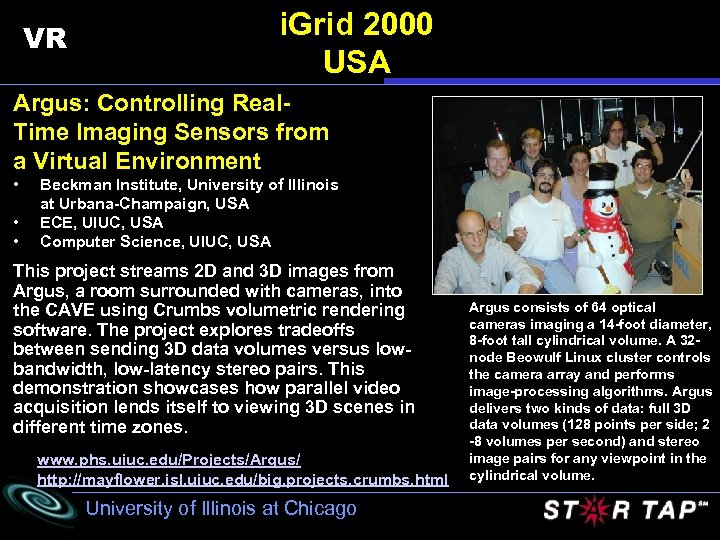 VR i. Grid 2000 USA Argus: Controlling Real. Time Imaging Sensors from a Virtual