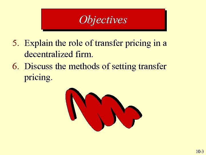Objectives 5. Explain the role of transfer pricing in a decentralized firm. 6. Discuss