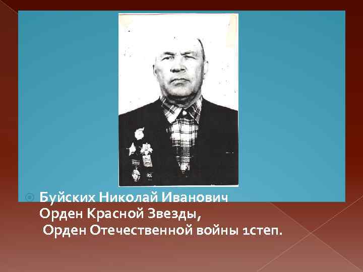  Буйских Николай Иванович Орден Красной Звезды, Орден Отечественной войны 1 степ. 