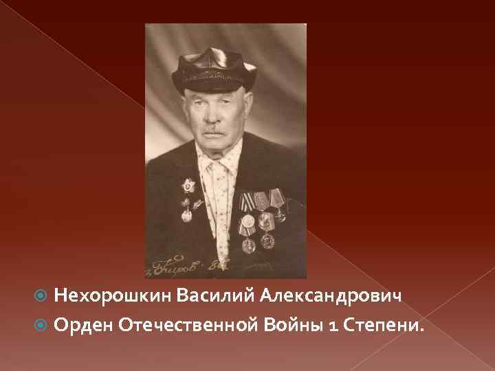 Нехорошкин Василий Александрович Орден Отечественной Войны 1 Степени. 