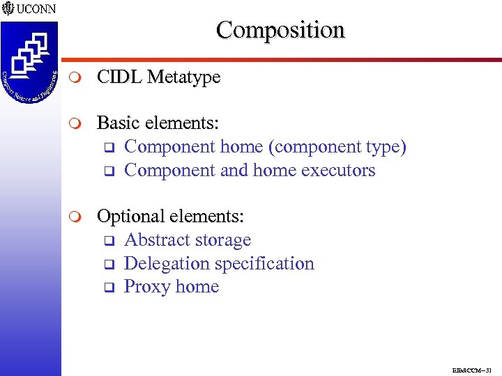 Composition m CIDL Metatype m Basic elements: q Component home (component type) q Component