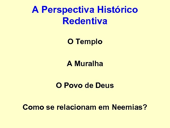 A Perspectiva Histórico Redentiva O Templo A Muralha O Povo de Deus Como se