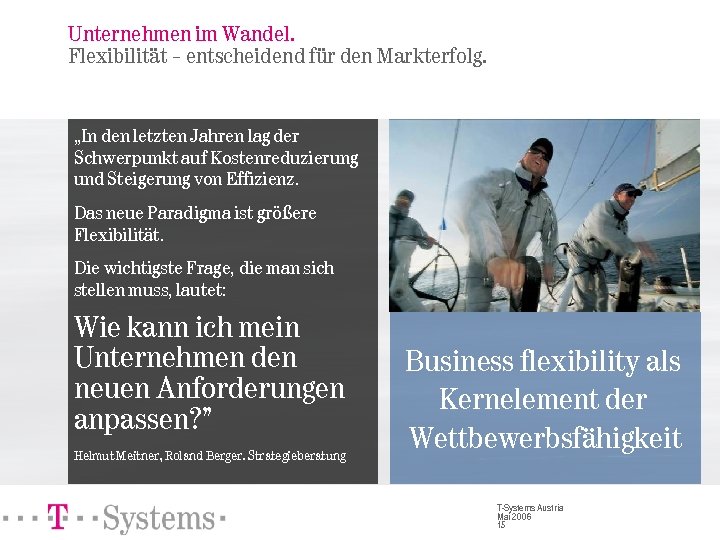 Unternehmen im Wandel. Flexibilität – entscheidend für den Markterfolg. „In den letzten Jahren lag