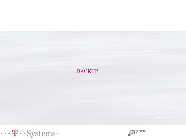 BACKUP T-Systems Austria Mai 2006 36 