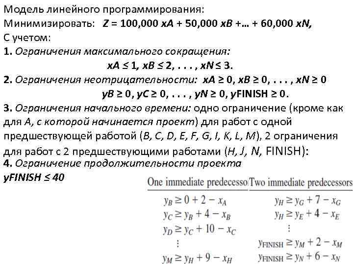 Модель линейного программирования: Минимизировать: Z = 100, 000 x. A + 50, 000 x.