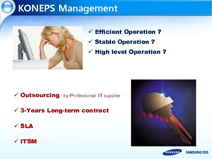 KONEPS Management ü Efficient Operation ? ü Stable Operation ? ü High level Operation