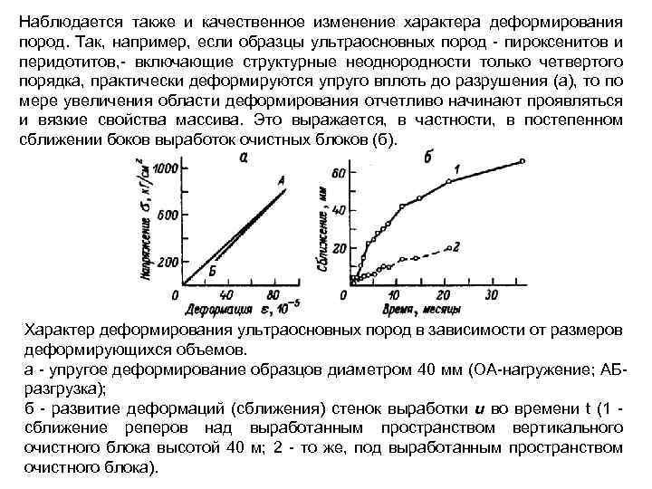 Наблюдается также и качественное изменение характера деформирования пород. Так, например, если образцы ультраосновных пород