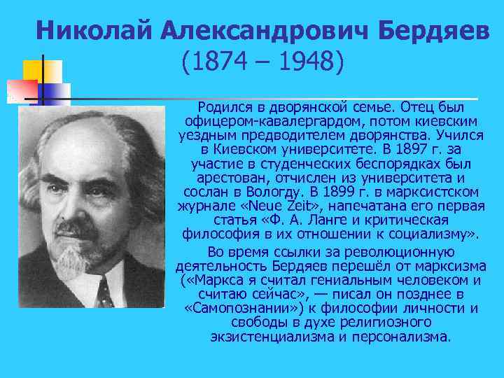 Бердяев николай александрович презентация