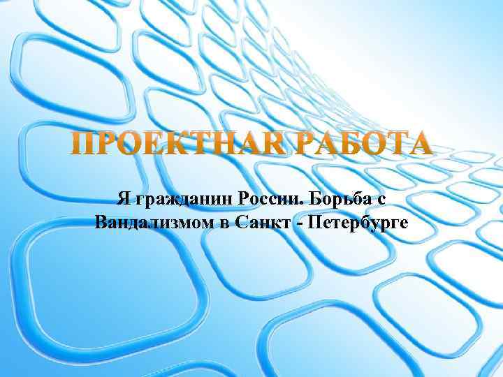 ПРОЕКТНАЯ РАБОТА Я гражданин России. Борьба с Вандализмом в Санкт - Петербурге 