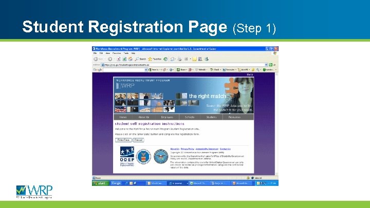 Student Registration Page (Step 1) 