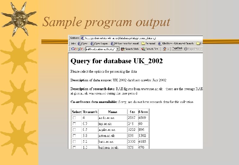 Sample program output 