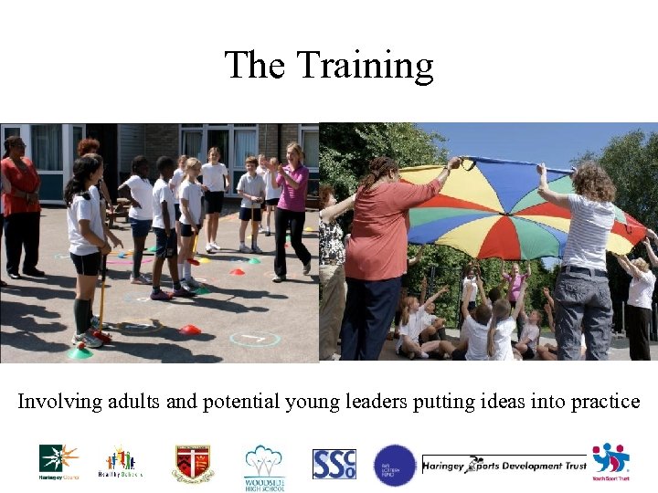 The Training Involving adults and potential young leaders putting ideas into practice 