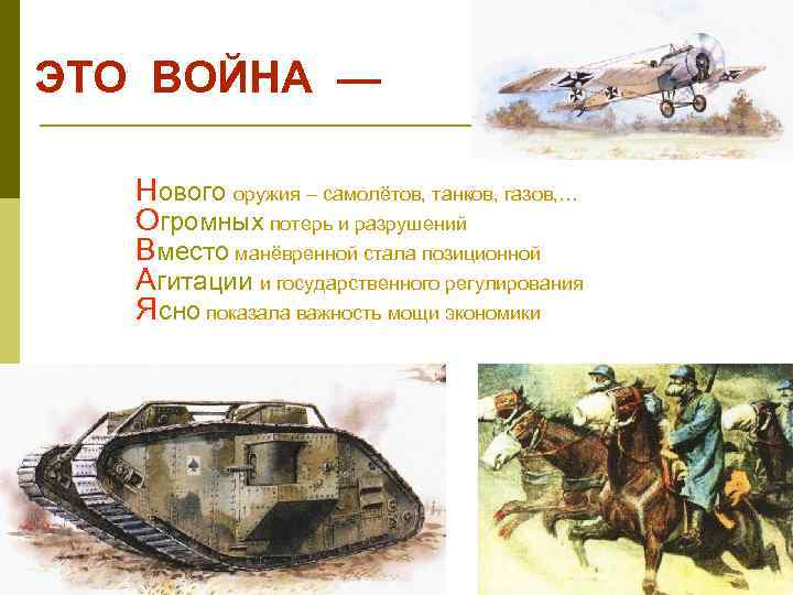 ЭТО ВОЙНА — Нового оружия – самолётов, танков, газов, … Огромных потерь и разрушений