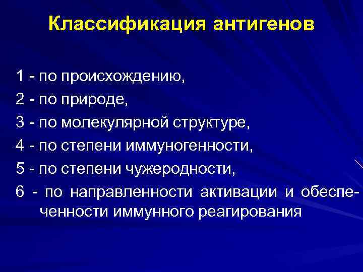 Классификация антигенов 1 - по происхождению, 2 - по природе, 3 - по молекулярной