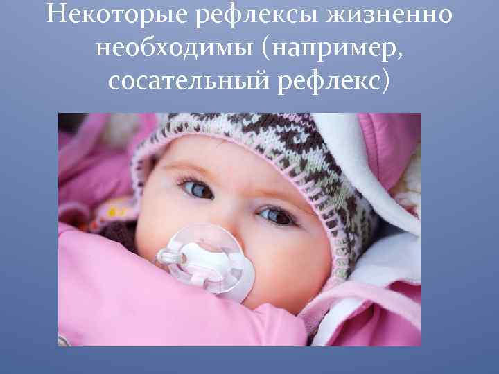 Некоторые рефлексы жизненно необходимы (например, сосательный рефлекс) 