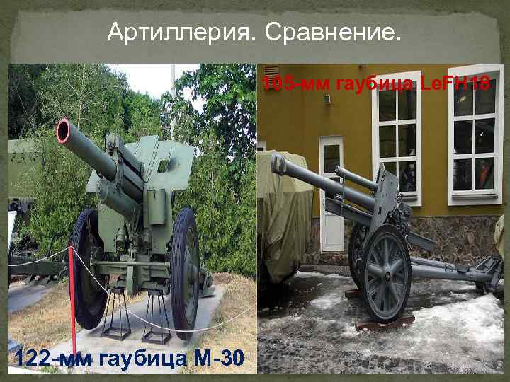 Артиллерия. Сравнение. 105 -мм гаубица Le. FH 18 122 -мм гаубица М-30 