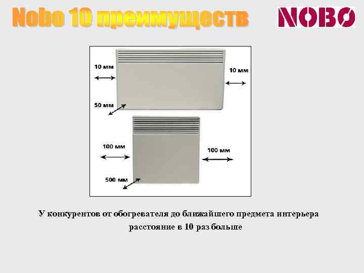 У конкурентов от обогревателя до ближайшего предмета интерьера расстояние в 10 раз больше 