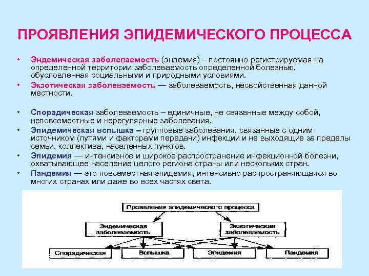 ПРОЯВЛЕНИЯ ЭПИДЕМИЧЕСКОГО ПРОЦЕССА • • • Эндемическая заболеваемость (эндемия) – постоянно регистрируемая на определенной