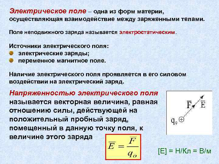 Вокруг неподвижного заряда существует электрическое поле