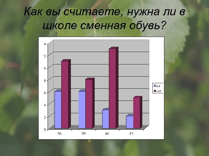 Как вы считаете, нужна ли в школе сменная обувь? 