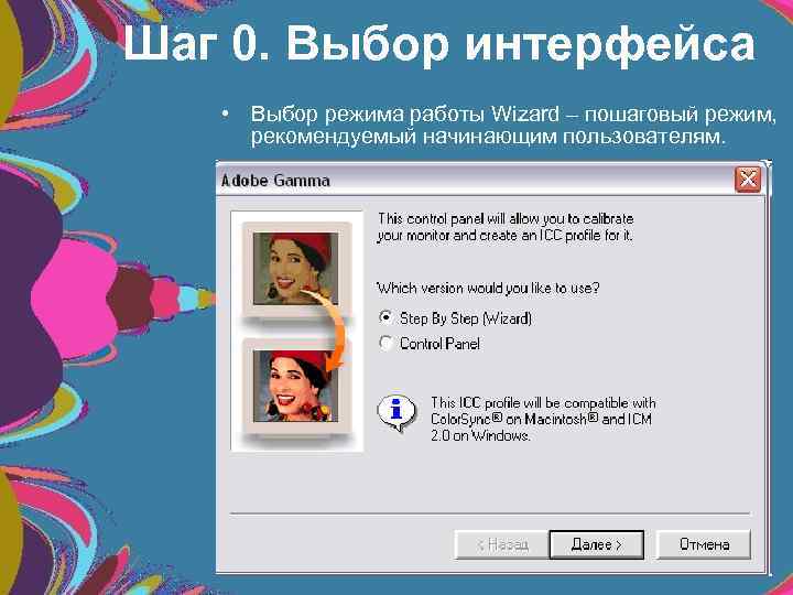 Шаг 0. Выбор интерфейса • Выбор режима работы Wizard – пошаговый режим, рекомендуемый начинающим