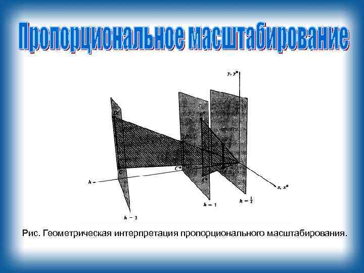 Рис. Геометрическая интерпретация пропорционального масштабирования. 