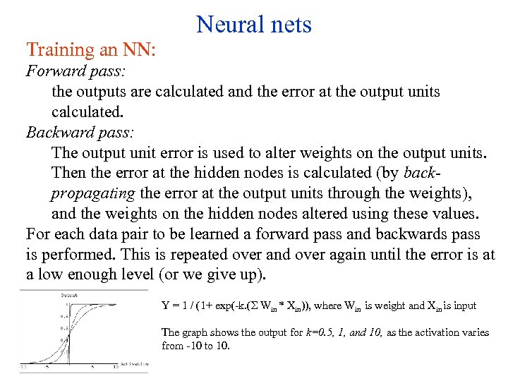 Training an NN: Neural nets Forward pass: the outputs are calculated and the error