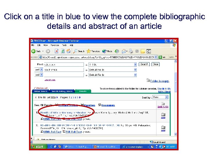 Click on a title in blue to view the complete bibliographic details and abstract