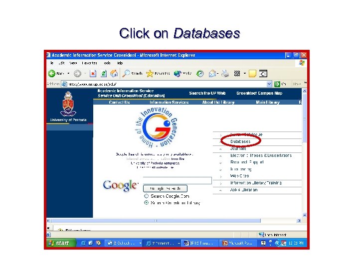 Click on Databases 