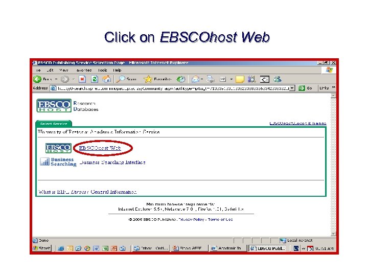 Click on EBSCOhost Web 
