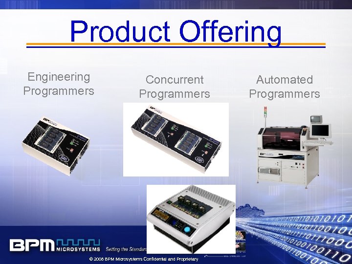 Product Offering Engineering Programmers Concurrent Programmers © 2008 BPM Microsystems Confidential and Proprietary Automated