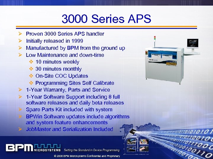 3000 Series APS Ø Ø Ø Ø Ø Proven 3000 Series APS handler Initially