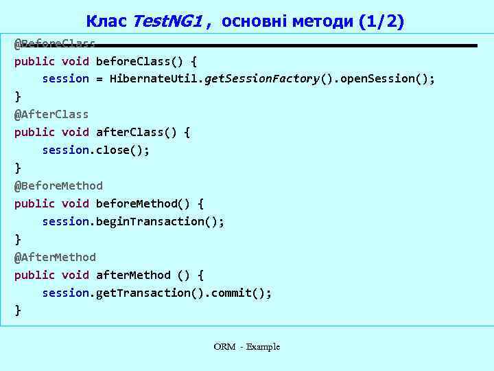 Клас Test. NG 1 , основні методи (1/2) @Before. Class public void before. Class()