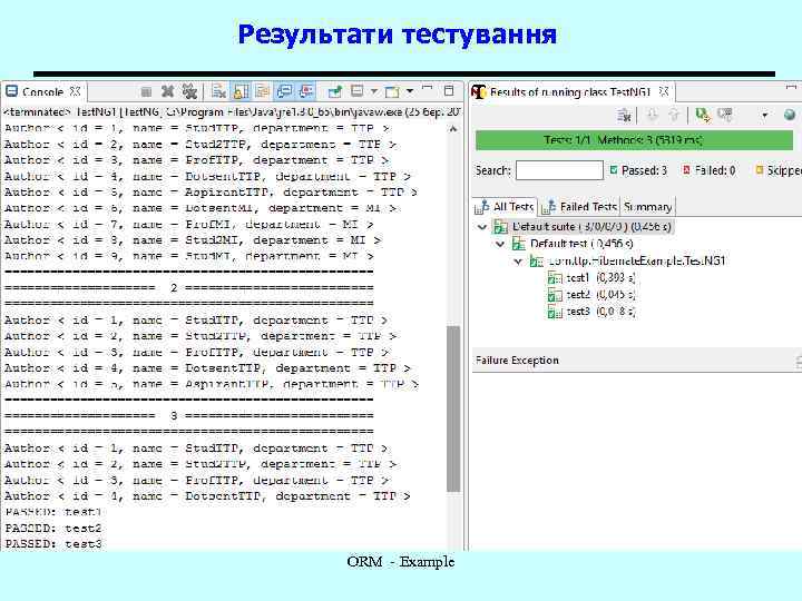 Результати тестування ORM - Example 